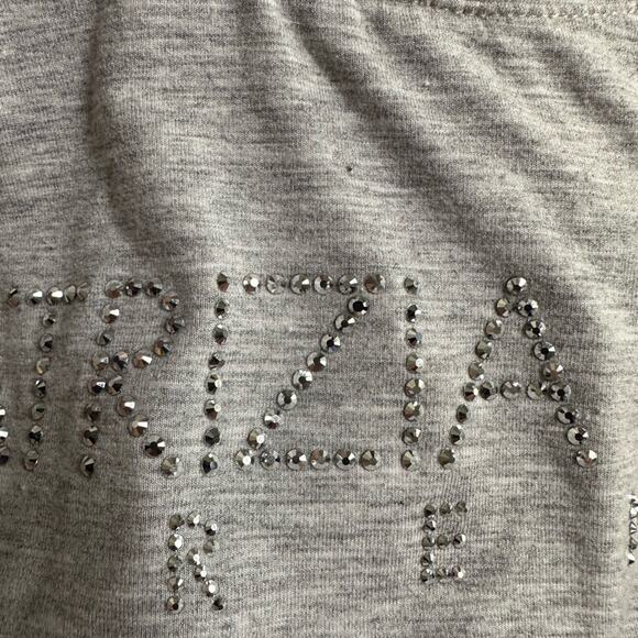 Patrizia Pepe Grey Tank Top Sparkle Logo Studs Graphic Size 1 XS Small Glam - Picture 4 of 8